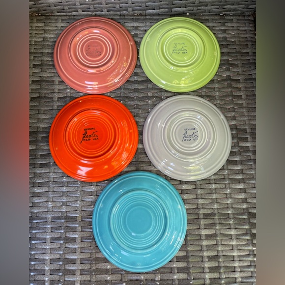 5 Vintage Fiestaware Tea Coffee Cup Saucer Plate 6" Blue Red Gray Green Mauve - Picture 2 of 4